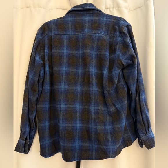 Lime Lite vintage Blue and Black Plaid wool Button-Up Shirt/jacket size XL - Picture 3 of 4